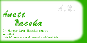 anett macska business card